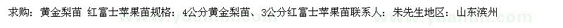 求購黃金梨苗、紅富士蘋果苗果樹