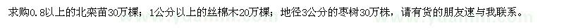 求購北欒、絲棉木、棗樹