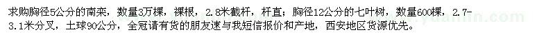 求購(gòu)胸徑5公分南欒、胸徑12公分七葉樹(shù)