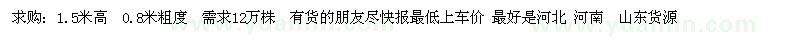 求購高1.5米北欒小苗