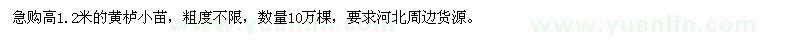 求購高1.2米黃櫨小苗