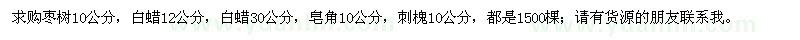 求購棗樹(shù)、白蠟、皂角