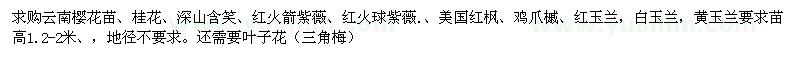 求購櫻花苗、美國紅楓、雞爪槭