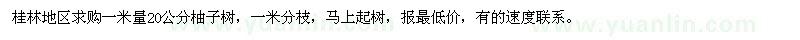 求購一米量20公分柚子樹