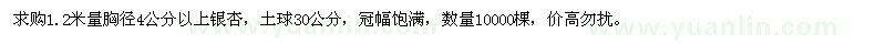 求購30公分銀杏