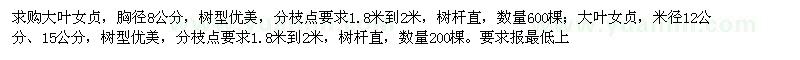求購大葉女貞