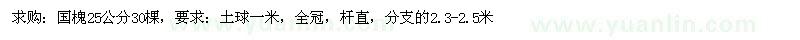 求購25公分國槐