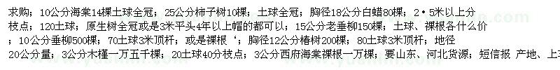 求購(gòu)海棠、柿子樹(shù)、白蠟、垂柳、椿樹(shù)、西府海棠