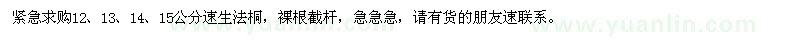 求購12、13、14、15公分速生法桐