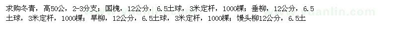 求購(gòu)冬青、國(guó)槐、垂柳