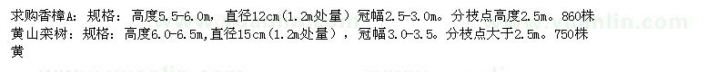 求購香樟、黃山欒樹