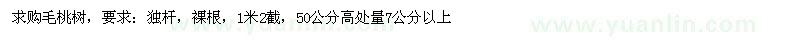 求購(gòu)50公分高處量7公分以上毛桃樹(shù)