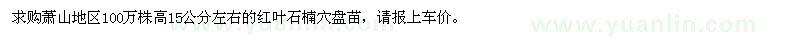 求購高15公分左右紅葉石楠小苗
