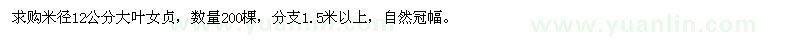 求購米徑12公分大葉女貞