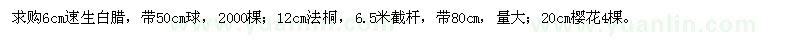 求購(gòu)速生白臘、法桐、櫻花
