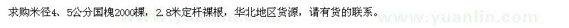 求購(gòu)米徑4、5公分國(guó)槐