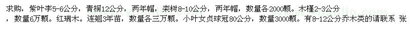 求購紫葉李、欒樹、紅瑞木