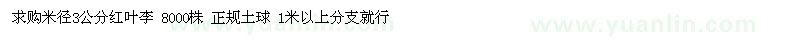 求購3公分紅葉李