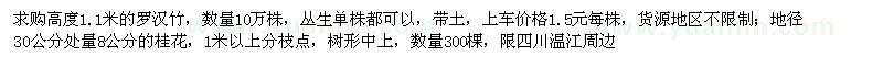 求購羅漢竹、桂花、樸樹