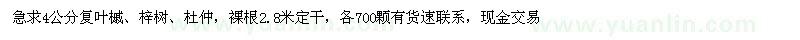 求購4公分復葉槭、梓樹、杜仲