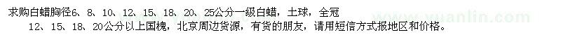 求購(gòu)國(guó)槐、白蠟