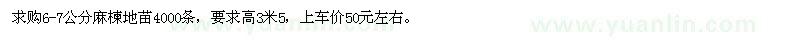 求購6-7公分麻楝