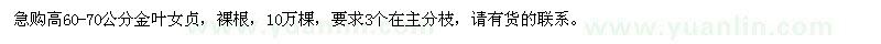求購高60-70公分金葉女貞