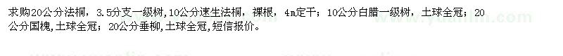 求購(gòu)法桐、速生法桐、白蠟、國(guó)槐、垂柳