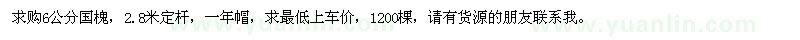 求購(gòu)6公分國(guó)槐
