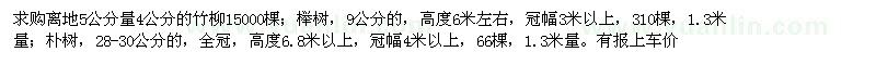 求購竹柳、櫸樹、樸樹