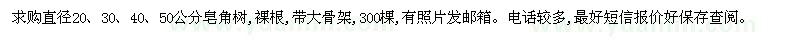 求購直徑20、30、40、50公分皂角樹