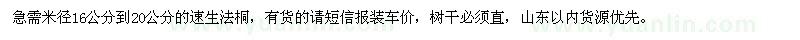 求購(gòu)米徑16-20公分速生法桐