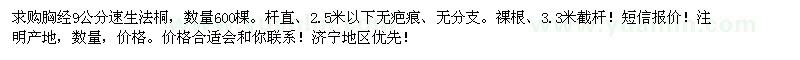 求購(gòu)9公分速生法桐