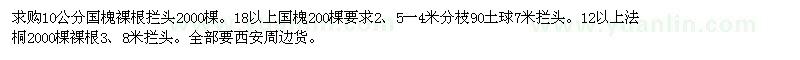 求購10、18公分以上國槐、12公分以上法桐