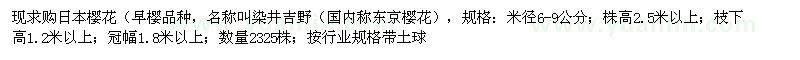 求購米徑6-9公分日本櫻花