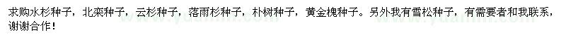求購水杉種子、北欒種子、云杉種子