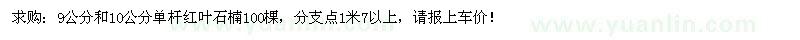 求購(gòu)9、10公分單桿紅葉石楠