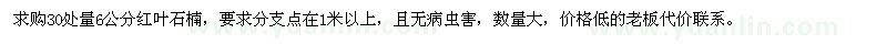 求購30處量6公分紅葉石楠