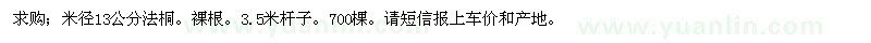 求購米徑13公分法桐