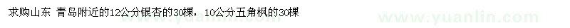求購12公分銀杏、10公分五角楓