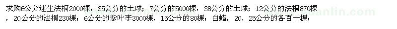 求購法桐、紫葉李、白蠟