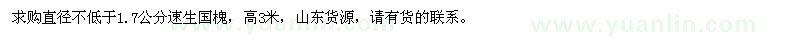 求購直徑不低于1.7公分速生國槐