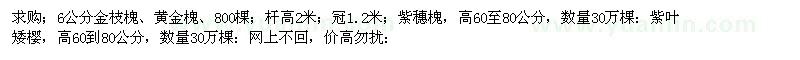 求購6公分金枝槐、黃金槐、紫穗槐