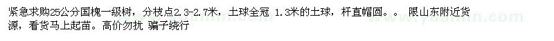 求購25公分國槐