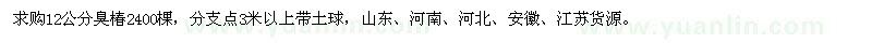 求購12公分臭椿