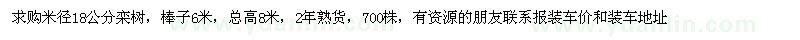 求購米徑18公分欒樹