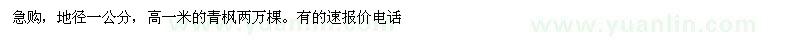 求購(gòu)地徑1公分青楓