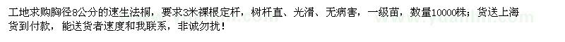 求購胸徑8公分速生法桐