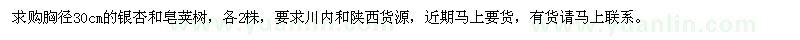求購銀杏、皂莢樹