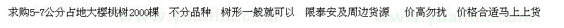 求購5-7公分占地大櫻桃樹